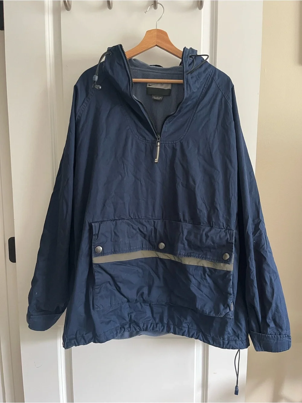 Vintage Nike Half Zip Pullover Windbreaker Jacket in navy blue, men’s size XL